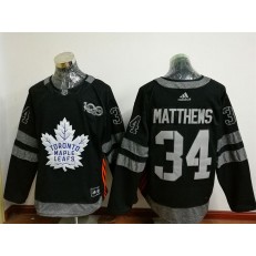 Toronto Maple Leafs #34 Auston Matthews Black 1917-2017 100th Anniversary Adidas Jersey