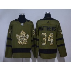 Toronto Maple Leafs #34 Auston Matthews Olive Green Adidas Jersey