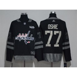 Washington Capitals #77 T.J. Oshie Black 1917-2017 100th Anniversary Adidas Jersey