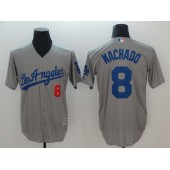 MLB Los Angeles Dodgers 8 Manny Machado Gray Cool Base Men Jersey
