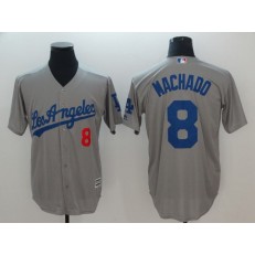 MLB Los Angeles Dodgers 8 Manny Machado Gray Cool Base Men Jersey