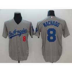 MLB Los Angeles Dodgers 8 Manny Machado Gray Cool Base Men Jersey