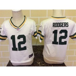Nike Green Bay Packers 12 Aaron Rodgers White Toddler Game Jersey