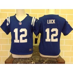 Nike Indianapolis Colts 12 Andrew Luck Blue Toddler Game Jersey