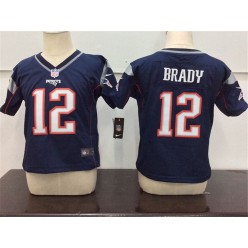 Nike New England Patriots 12 Tom Brady Blue Toddler Game Jersey