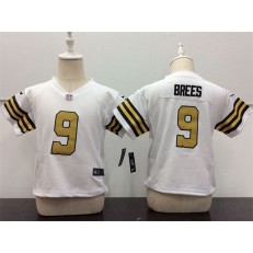 Nike New Orleans Saints 9 Drew Brees White Toddler Game Jersey