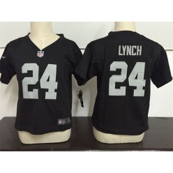 Nike Oakland Raiders 24 Marshawn Lynch Black Toddler Game Jersey