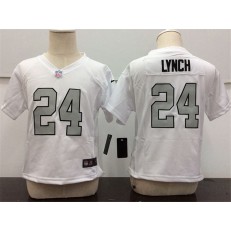 Nike Oakland Raiders 24 Marshawn Lynch White Grey No. Toddler Game Jersey