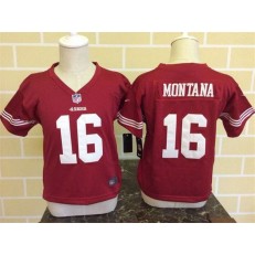 Nike San Francisco 49ers 16 Joe Montana Red Toddler Game Jersey