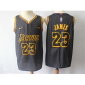 Los Angeles Lakers 23 Lebron James Black City Edition Nike Authentic Men Jersey