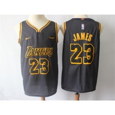 Los Angeles Lakers 23 Lebron James Black City Edition Nike Authentic Men Jersey