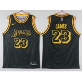 Los Angeles Lakers 23 Lebron James Black City Edition Nike Swingman Men Jersey