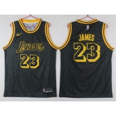 Los Angeles Lakers 23 Lebron James Black City Edition Nike Swingman Men Jersey