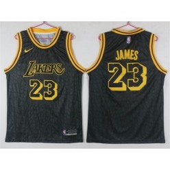 Los Angeles Lakers 23 Lebron James Black City Edition Nike Swingman Men Jersey