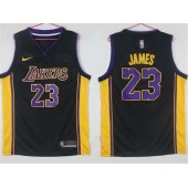 Los Angeles Lakers 23 Lebron James Black Yellow Nike Swingman Men Jersey
