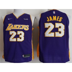 Los Angeles Lakers 23 Lebron James Purple Nike Authentic Men Jersey