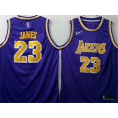 Los Angeles Lakers 23 Lebron James Purple Nike Swingman Men Jersey