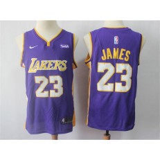 Los Angeles Lakers 23 Lebron James Purple With the sponsor's logo Nike Swingman Men Jersey