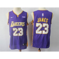Los Angeles Lakers 23 Lebron James Purple With the sponsor's logo Nike Swingman Men Jersey