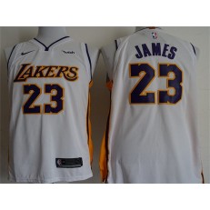 Los Angeles Lakers 23 Lebron James White Nike Authentic Men Jersey