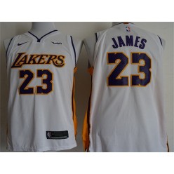 Los Angeles Lakers 23 Lebron James White Nike Authentic Men Jersey