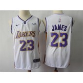 Los Angeles Lakers 23 Lebron James White With the sponsor's logo Nike Swingman Men Jersey
