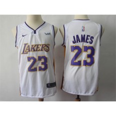 Los Angeles Lakers 23 Lebron James White With the sponsor's logo Nike Swingman Men Jersey