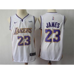 Los Angeles Lakers 23 Lebron James White With the sponsor's logo Nike Swingman Men Jersey