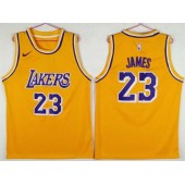 Los Angeles Lakers 23 Lebron James Yellow Nike Swingman Men Jersey