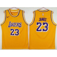 Los Angeles Lakers 23 Lebron James Yellow Nike Swingman Men Jersey