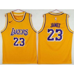 Los Angeles Lakers 23 Lebron James Yellow Nike Swingman Men Jersey
