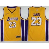 Los Angeles Lakers 23 Lebron James Yellow Purple Nike Swingman Men Jersey