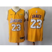 Los Angeles Lakers 23 Lebron James Yellow With the sponsor's logo Nike Swingman Men Jersey