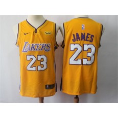 Los Angeles Lakers 23 Lebron James Yellow With the sponsor's logo Nike Swingman Men Jersey