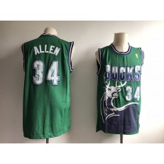 Milwaukee Bucks 34 Ray Allen Green Hardwood Classics Men Jersey