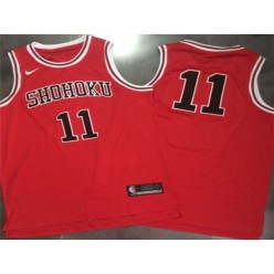 Shohoku Away 11 Rukawa Kaede Cosplay Red Nike Swingman Men Jersey