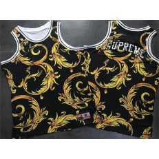 Supreme x Nike Foamposite Tank Top Black Gold Basketball Men Jersey