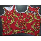 Supreme x Nike Foamposite Tank Top Red Gold Basketball Men Jersey