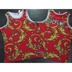 Supreme x Nike Foamposite Tank Top Red Gold Basketball Men Jersey