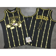 Toronto Raptors 1 Tracy McGrady Black Gold 1998-99 M&N Swingman Men Jersey