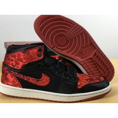 AIR JORDAN 1 HI DRAGON BLACK EMBROIDERY BRED WHITE AQ0818-696