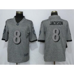 Baltimore Ravens 8 LaMar Jackson Gray Gridiron Gray Vapor Untouchable Limited Nike NFL Men Jersey