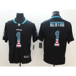 Carolina Panthers 1 Cam Newton Black USA Flag Fashion Color Rush Limited Nike NFL Men Jersey