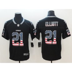 Dallas Cowboys 21 Ezekiel Elliott Black USA Flag Fashion Color Rush Limited Nike NFL Men Jersey