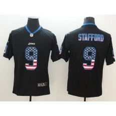 Detroit Lions 9 Matthew Stafford Black USA Flag Fashion Color Rush Limited Nike NFL Men Jersey