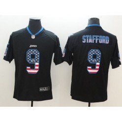 Detroit Lions 9 Matthew Stafford Black USA Flag Fashion Color Rush Limited Nike NFL Men Jersey