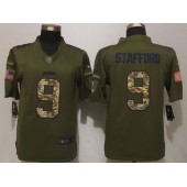 Detroit Lions 9 Matthew Stafford Olive Camo Salute To Service Limited Nike NFL Men Jersey