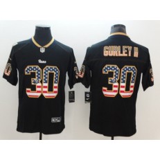Los Angeles Rams 30 Todd Gurley II Black USA Flag Fashion Color Rush Limited Nike NFL Men Jersey