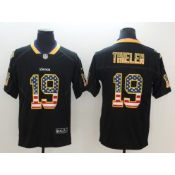 Minnesota Vikings 19 Adam Thielen Black USA Flag Fashion Color Rush Limited Nike NFL Men Jersey