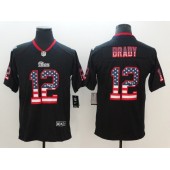 New England Patriots 12 Tom Brady Black USA Flag Fashion Color Rush Limited Nike NFL Men Jersey